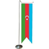 Satürn Masa Üstü Kırlangıç Azerbaycan Bayrağı + Krom L Direk Masa Bayrak Seti