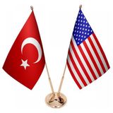 Satürn Masaüstü Amerika Bayrağı Türk Bayrağı Ikili Pirinç Direk Masa Bayrak Seti