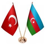 Satürn Masaüstü Azerbaycan Bayrağı Türk Bayrağı Ikili Pirinç Direk Masa Bayrak Seti