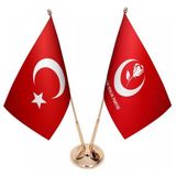 Satürn Masaüstü Büyük Birlik Partisi Bayrağı Türk Bayrağı Ikili Pirinç Direk Masa Bayrak Seti