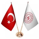 Satürn Masaüstü Gençlik ve Spor Bakanlığı Bayrağı Türk Bayrağı Ikili Pirinç Direk Masa Bayrak Seti