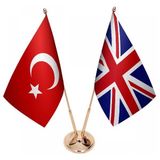 Satürn Masaüstü Ingiltere Bayrağı Türk Bayrağı Ikili Pirinç Direk Masa Bayrak Seti