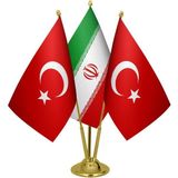 Satürn Masaüstü Iran Bayrağı Türk Bayrağı Üçlü Pirinç Direk Masa Bayrak Seti