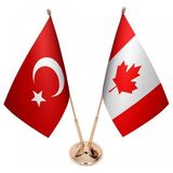 Satürn Masaüstü Kanada Bayrağı Türk Bayrağı Ikili Pirinç Direk Masa Bayrak Seti