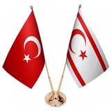 Satürn Masaüstü Kktc Bayrağı Türk Bayrağı Ikili Pirinç Direk Masa Bayrak Seti