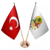 Satürn Masaüstü Osmanlı Arması Bayrağı Türk Bayrağı Ikili Pirinç Direk Masa Bayrak Seti