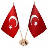 Satürn Masaüstü Osmanlı Devleti Bayrağı Türk Bayrağı Ikili Pirinç Direk Masa Bayrak Seti