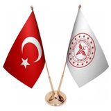 Satürn Masaüstü Sağlık Bakanlığı Bayrağı Türk Bayrağı Ikili Pirinç Direk Masa Bayrak Seti