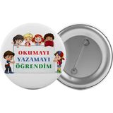 Satürn Okumayı Yazmayı Öğrendim Çanta Rozeti 20 Adet En Büyük Boy 5.8cm Iğneli Broş