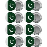 Satürn Pakistan Bayrağı Çanta Rozeti Seti 8 Adet En Büyük Boy 5.8cm Iğneli Broş - Renkli