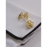 Satürn Silver Gümüş 2 Harfli Kol Düğmesi Altın Kaplama Kişiye Özel - Sarı - Monogram
