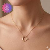 Satürn Silver Kuyumculuk Çelik Kararmaz Zirkon Taşlı Gold Renk Ay Yıldız Kolye