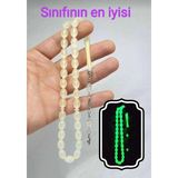 Satürn Silver Kuyumculuk Kedi Gözü Tesbih Karanlıkta Parlayan Fosforlu Kedigözü Tespih - Yeşil