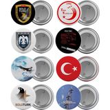 Satürn Solotürk Çanta Rozeti Seti 8 Adet En Büyük Boy 5.8cm Iğneli Broş - Renkli