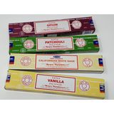 Satya Nag Champa Tütsü Sopaları-OPIUM, PATCHOULI, KALFORNIAN BEYAZ ADAÇAYI, VANILYA Hatıra Parti ile Sterling Effectz