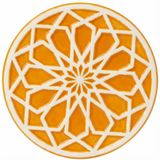 Saul El Yapımı Premium Seramik Bardak Altlığı | Özel Kabartmalı Selçuklu Motifi | Otantik Bal Köpüğü (Hardal) Rengi | Dekoratif & Isıya Dayanıklı Sunum Altlığı