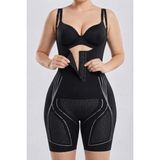 Sauna Suit Kadın Iyonizer Askılı Body Korse | Göbek Bel Basen Toparlayıcı | Ince ve Sıkı Görünüm | Göğüs Altı Agraflı Tam Boy Korse - Siyah - XL