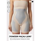 Sauna Suit Kadın Iyonizer Paçalı Korse Şort , Balenli Toparlayıcı Yüksek Bel Kaymaz ve Esnek Korse Şort - Ten - 2XL - 3XL