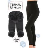 Sauna Suit Kadın Termal Kışlık Peluş Tayt , Sıcak Tutan Içi Peluşlu Siyah Tayt Içlik