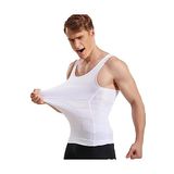 Sauna Suit Premium Erkek Korse Toparlayıcı Bel Göğüs Göbek 2 Beden Incelten Sıkılaştırıcı Beyaz Atlet - S