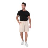 SAUNA SUIT Rahat Pamuklu Yüksek Bel Ince Yazlik Keten Görünümlü Slouchy şort (ERKEK BEJ, S/M)