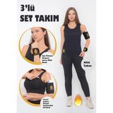 Sauna Suit Sıkılastırıcı Inceltici Termal Atlet ve Tayt , Neopren Spor Bileklik - Koşu Bandı Seti - Siyah - 3XL