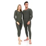 SAUNA SUIT Unisex Kışlık Termal Içlik, Sıcak Tutan Pamuklu Yakmayan, Termal Takım, Termal Fanila Iclik (HAKİ UNİSEX, 2XL/3XL)