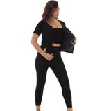 SAUNA SUIT Unisex Zayıflama Incelme Yağ Yakma Spor Kıyafeti Tayt Ve Fermuarlı Takım (SİYAH, S)