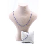 SAURACHI Lapis Lazuli Taşı Doğal Taş Kolye Bileklik Seti Fasetli Kesim 2-3 mm