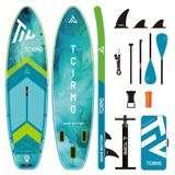 SavaBoards Wave Rhythm Green Premium Şişme Paddle Board SUP Seti 320x84x15 cm – 3 Finli Stabil Tasarım, Kaymaz EVA Deck, Çift Taraflı Renkli Kürek, Renk Uyumlu Taşıma Çantası