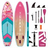 SavaBoards Wave Rhythm Pink Premium Şişme Paddle Board SUP Seti 320x84x15 cm – 3 Finli Stabil Tasarım, Kaymaz EVA Deck, Çift Taraflı Renkli Kürek, Uyumlu Taşıma Çantası