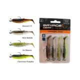 Savage Gear Cannibal Shad 6.8Cm 3Gr+5Gr Clear Water 4Adet Hazır Silikon Yem Seti