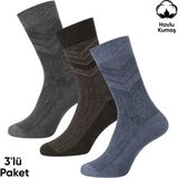 Savage Kışlık Havlu Erkek Soket Çorap - 3 Çift - Dikişsiz - Olimpus - 14642 - Set 3 - Çok Renkli