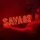 Savage Neon Metal Duvar Sanatı, Led Tabela, Neon Tabela, Neon Işık, Kırmızı Neon Tabela, Oda İçin Neon Tabela, Retro Neon Tabela, Savage 21, Neon Ev Bar Tabelası (Uzaktan Kumandalı)