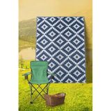 Savana 8804 Plaj Kamp Piknik Bahçe Halısı Balkon Teras Hasır Mat Savan Halı180x270 - Lacivert - Beyaz - 180 x 270 cm