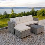 Savanna | Rehome Rattan Puflu L Köşe Koltuk | 708 - 255x190x80 - Gri