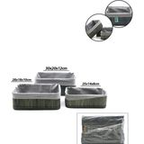 Savarga Gri 3 Boy D.dörtgen Bambu Kenar Organizer Sepet Ahşap Altlık - Bezli 25X14-28X18-20X30CM (4801)