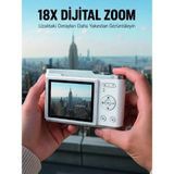 Savarga Kompakt Dijital Fotoğraf Makinesi Beyaz 18X Dijital Zoom Destekli
