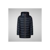SAVE THE DUCK Oriana Kız Çocuk Kapüşonlu Şişme Mont, Parlak Kumaş, Uzun, Regular Fit, Koyu Lacivert