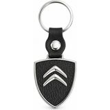 SAVEK Citroen Logolu Metal Deri Oto Anahtarlığı, 9cm x 3.5cm Boyut, Şık Hediyelik Araba Aksesuar - 9 x 3,5 cm
