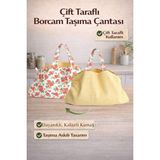 SAVEK El Yapımı Borcam Taşıma Çantası & Piknik Çantası 50x80cm –Sarı Çiçek Desenli, Bağcıklı Ayarlanabilir - Turuncu