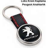 SAVEK Premium Peugeot Anahtarlık Krom Kaplama Oto Anahtarlık Metal Gövde Pejo Araba Aksesuar - Parlak Metalik