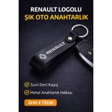 SAVEK Renault Logo Baskılı Siyah Suni Deri Anahtarlık