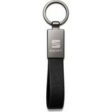 SAVEK Seat Anahtarlık Parlak Metal & Deri – Çift Tarafı Logolu, Premium Şık Tasarım, 12 x 2 cm Boyut, Araba Aksesuar