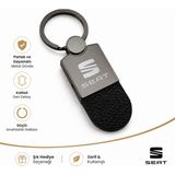 SAVEK Seat Logolu Araba Anahtarlık Parlak Metalik, Çift Yönlü Logo, 9cm x 2,5cm, Hediyelik Oto Aksesuar - 9 x 2,5 cm
