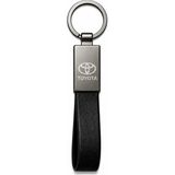 SAVEK Toyota Anahtarlık Parlak Metal & Deri – Çift Tarafı Logolu, Premium Şık Tasarım, 12 x 2 cm Boyut, Araba Aksesuar