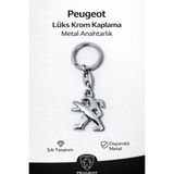 SAVEK Yüksek Kaliteli Peugeot Logolu Lüks Krom Kaplama Oto Anahtarlık Şık Hediyelik Araç Aksesuar - Parlak Metalik