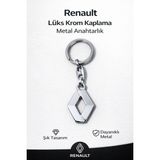SAVEK Yüksek Kaliteli Renault Logolu Lüks Krom Kaplama Oto Anahtarlığı Şık Hediyelik Araç Aksesuar - Parlak Metalik