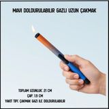 Savex Uyguna-Yakala Mavi Doldurulabilir Gazlı Uzun ÇAKMAK-YKT.275