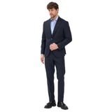 Savin Erkek Lacivert Poliviskon Kumaşlı Mono Yaka Kapak Cepli Yarım Astar Slim Fit 2'li Takım Elbise Lacivert 48/6
